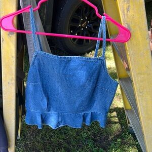American Eagle Outfitters Blue Denim Crop Top